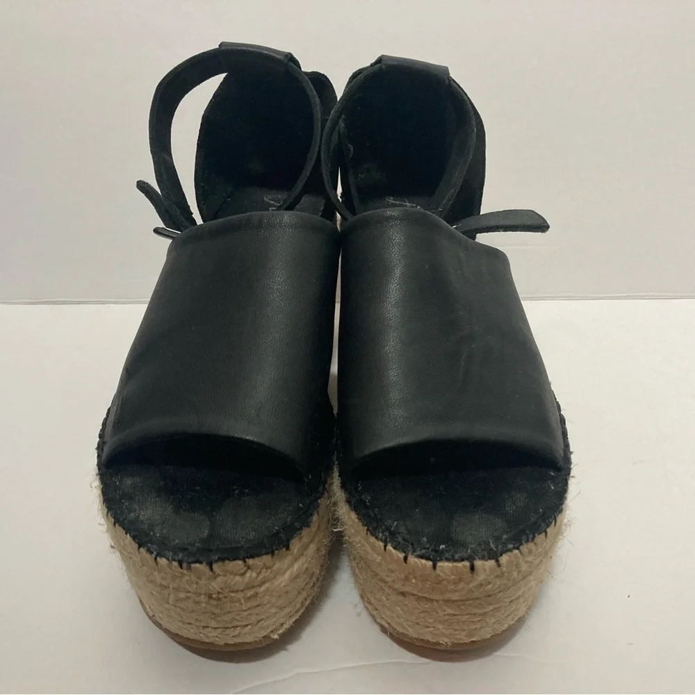 Free People Coastal platform wedge espadrilles sandals EURO 37 US 6.5 black